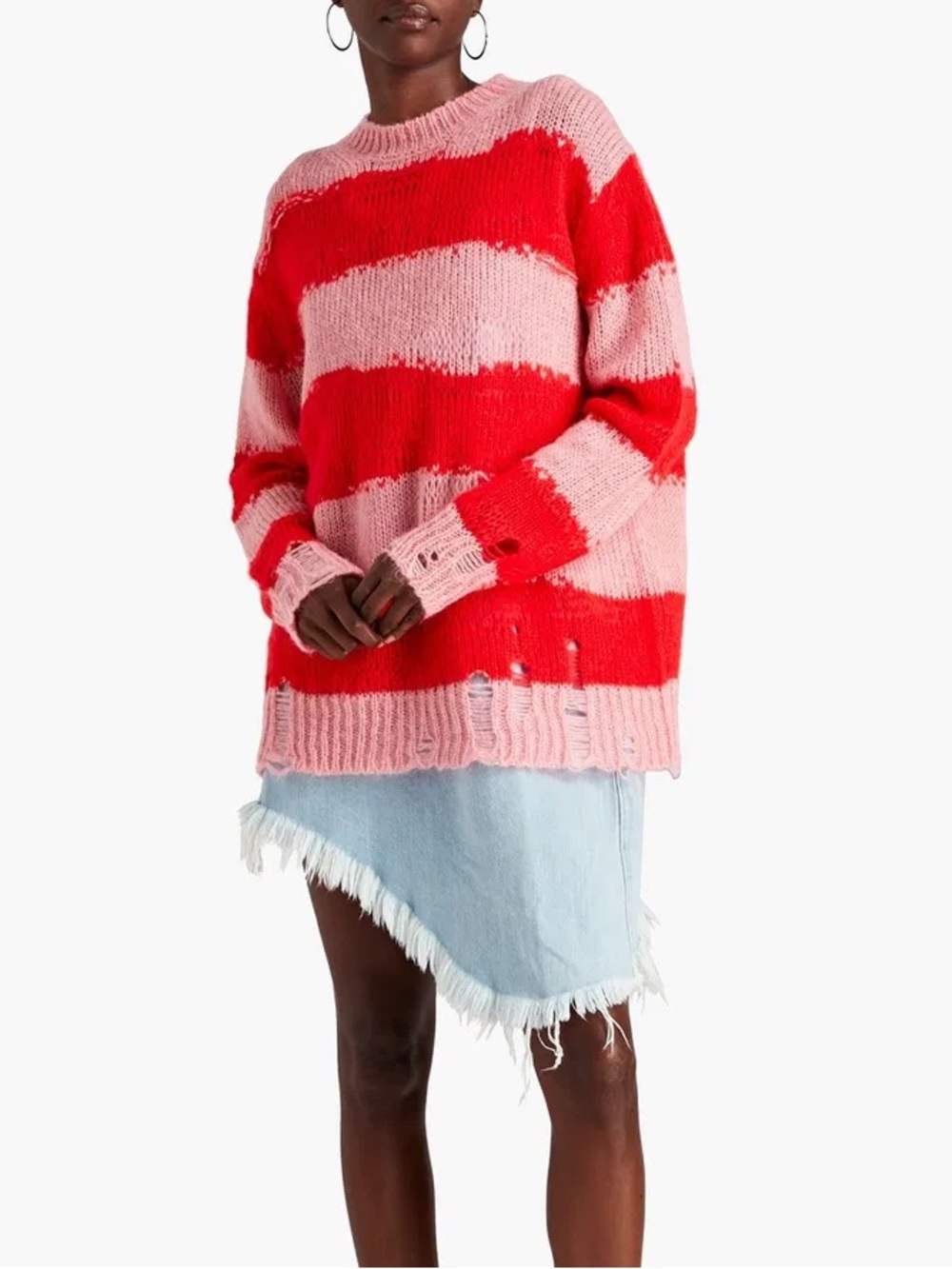 ACNE STUDIOS
Kalia distressed striped intarsia-knit sweater